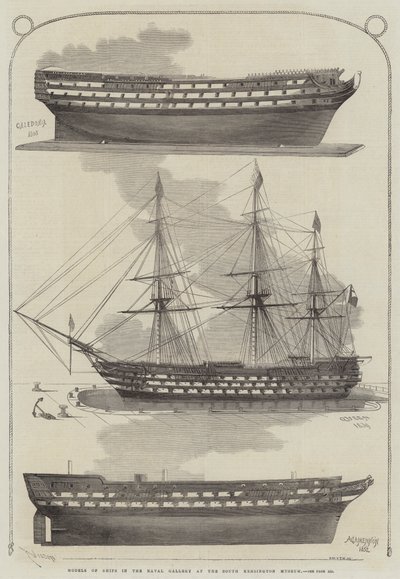 Modelos de barcos en la Galería Naval del Museo de South Kensington de Edwin Weedon